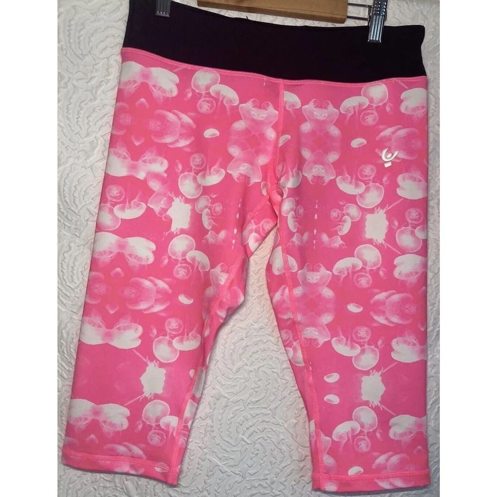 FREDDY D.I.W.O. SUPERFIT Pink Jellyfish Print Cropped Yoga Leggings US Size 6